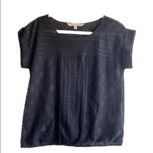 Max Studio: Lace Short-Sleeve Blouse with Short Sleeves & elastic hem